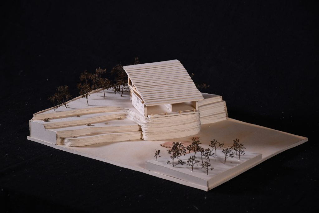 Maquette de rendu du projet de pavillon de Lila Agoune, étudiante à l'ENSA Lyon - Projet encadré par ... - ©Lila Agoune / ENSA Lyon